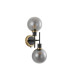 Placid Switched Wall Light 2 Light E14 15cm Round Glass Shade Brass Smoke Plated & Satin Black-4