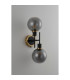 Placid Switched Wall Light 2 Light E14 15cm Round Glass Shade Brass Smoke Plated & Satin Black-7