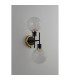 Placid Switched Wall Light 2 Light E14 15cm Round Speckled Glass Shade Brass White & Satin Black-6