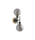 Placid Switched Wall Light 2 Light E14 15cm Round Textured Smooth / Ribbed Glass Shade Brass Smoke Plated & Satin Black-4