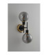 Placid Switched Wall Light 2 Light E14 15cm Round Textured Smooth / Ribbed Glass Shade Brass Smoke Plated & Satin Black-7