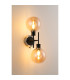 Placid Switched Wall Light 2 Light E14 15cm Round Glass Shade Satin Nickel Amber Plated & Satin Black-3