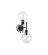 Placid Switched Wall Light 2 Light E14 15cm Round Glass Shade Satin Nickel Clear & Satin Black-4