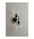 Placid Switched Wall Light 2 Light E14 15cm Round Glass Shade Satin Nickel Clear & Satin Black-7