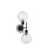 Placid Switched Wall Light 2 Light E14 15cm Round Crackled Glass Shade Satin Nickel Clear & Satin Black-4