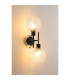 Placid Switched Wall Light 2 Light E14 15cm Round Textured Crumple Glass Shade Satin Nickel Clear & Satin Black-3
