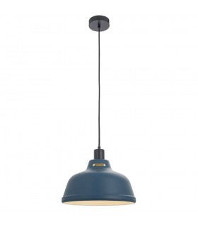 1 Light Ceiling Pendant Matt Ink Blue & Matt White, E27 - 1
