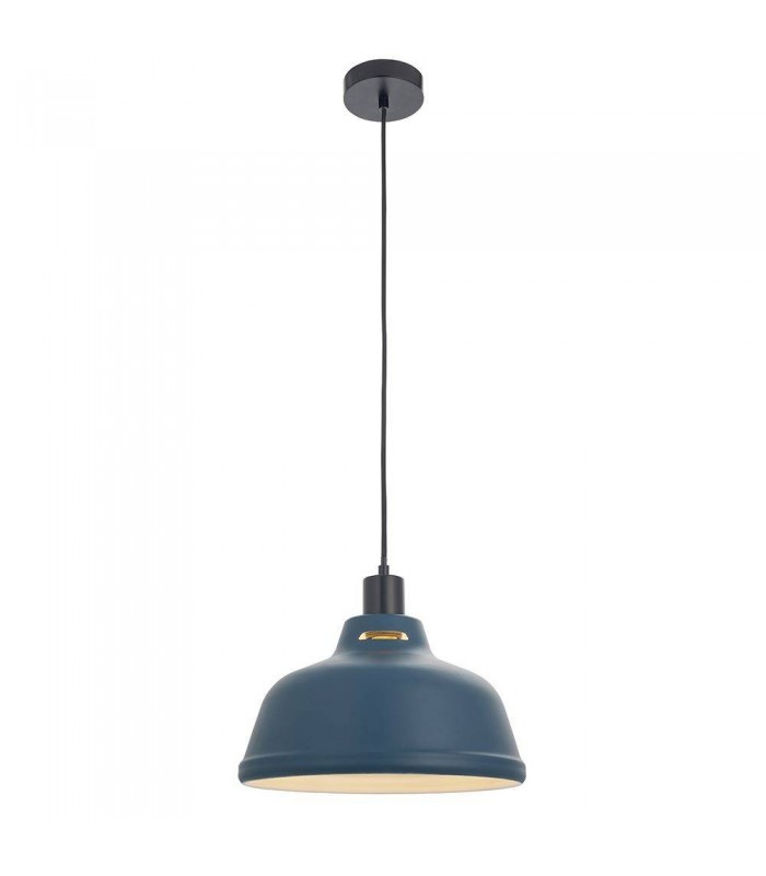 1 Light Ceiling Pendant Matt Ink Blue & Matt White, E27 - 1