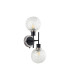 Placid Switched Wall Light 2 Light E14 15cm Round Textured Crumple Glass Shade Satin Nickel Clear & Satin Black-4