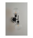 Placid Switched Wall Light 2 Light E14 15cm Round Textured Crumple Glass Shade Satin Nickel Clear & Satin Black-7