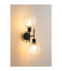 Placid Switched Wall Light 2 Light E14 15cm Round Dimpled Glass Shade Satin Nickel Clear & Satin Black-3