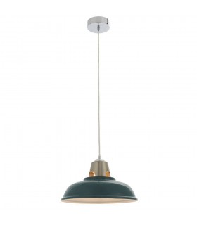 1 Light Ceiling Pendant Green & Satin Nickel Plate, E27 - 1