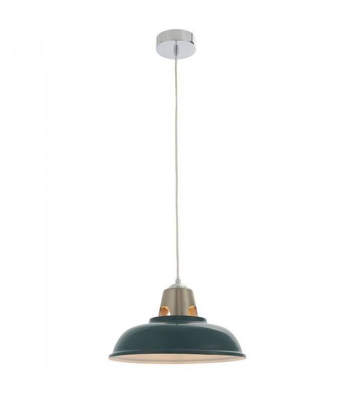 1 Light Ceiling Pendant Green & Satin Nickel Plate, E27 - 1