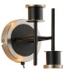 Placid Switched Wall Light 2 Light E14 15cm Round Textured Melting Glass Shade Satin Nickel Clear & Satin Black-5