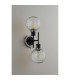 Placid Switched Wall Light 2 Light E14 15cm Round Textured Melting Glass Shade Satin Nickel Clear & Satin Black-7