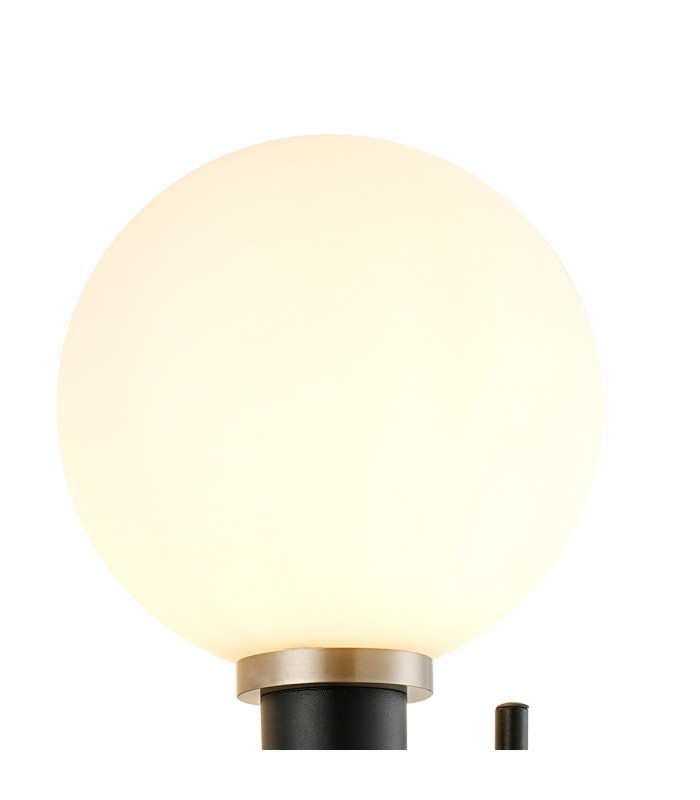 Placid Switched Wall Light 2 Light E14 15cm Round Glass Shade Satin Nickel Opal & Satin Black-6