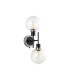 Placid Switched Wall Light 2 Light E14 15cm Round Ribbed Glass Shade Satin Nickel Clear & Satin Black-4