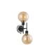 Placid Switched Wall Light 2 Light E14 15cm Round Segment Glass Shade Satin Nickel Amber Plated & Satin Black-4