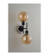 Placid Switched Wall Light 2 Light E14 15cm Round Segment Glass Shade Satin Nickel Amber Plated & Satin Black-7