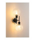Placid Switched Wall Light 2 Light E14 15cm Round Segment Glass Shade Satin Nickel Clear & Satin Black-3
