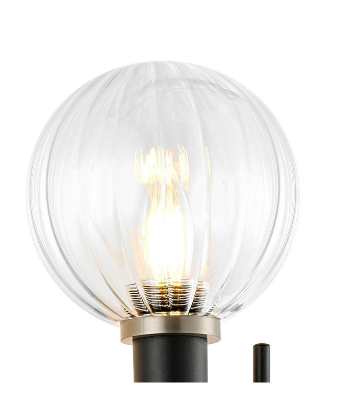 Placid Switched Wall Light 2 Light E14 15cm Round Segment Glass Shade Satin Nickel Clear & Satin Black-6