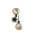 Placid Switched Wall Light 2 Light E14 15cm Round Glass Shade Satin Nickel Smoke Plated & Satin Black-1