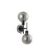 Placid Switched Wall Light 2 Light E14 15cm Round Glass Shade Satin Nickel Smoke Plated & Satin Black-3