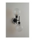 Placid Switched Wall Light 2 Light E14 15cm Round Speckled Glass Shade Satin Nickel White & Satin Black-6