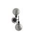 Placid Switched Wall Light Twin E14 15cm Round Textured Smooth/Ribbed Glass Shade Satin Nickel Smoke Plated & Satin Black-4