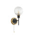 Plattsburgh Switched Wall Light 1 Light E14 IP44 15cm Round Textured Crumple Glass Shade Brass Clear & Satin Black-4