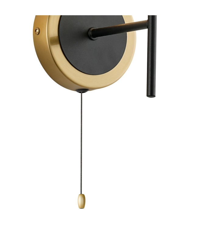 Plattsburgh Switched Wall Light 1 Light E14 IP44 15cm Round Textured Crumple Glass Shade Brass Clear & Satin Black-5