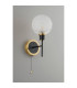 Plattsburgh Switched Wall Light 1 Light E14 IP44 15cm Round Textured Crumple Glass Shade Brass Clear & Satin Black-7