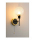 Plattsburgh Switched Wall Light E14 IP44 15cm Round Textured Diamond Pattern Glass Shade Brass Clear & Satin Black-3
