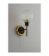 Plattsburgh Switched Wall Light E14 IP44 15cm Round Textured Diamond Pattern Glass Shade Brass Clear & Satin Black-7