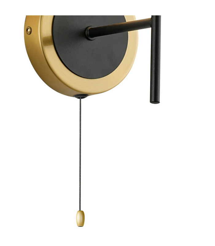 Plattsburgh Switched Wall Light 1 Light E14 IP44 15cm Round Dimpled Glass Shade Brass Clear & Satin Black-5