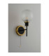Plattsburgh Switched Wall Light 1 Light E14 IP44 15cm Round Dimpled Glass Shade Brass Clear & Satin Black-7