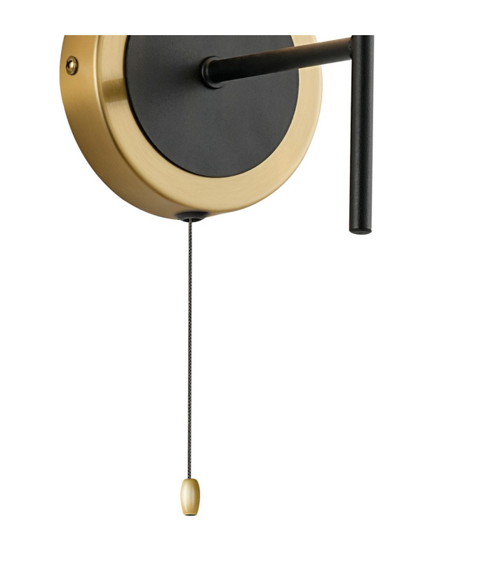 Plattsburgh Switched Wall Light 1 Light E14 IP44 15cm Round Textured Melting Glass Shade Brass Clear & Satin Black-5