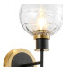 Plattsburgh Switched Wall Light 1 Light E14 IP44 15cm Round Textured Melting Glass Shade Brass Clear & Satin Black-6