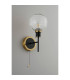 Plattsburgh Switched Wall Light 1 Light E14 IP44 15cm Round Textured Melting Glass Shade Brass Clear & Satin Black-7