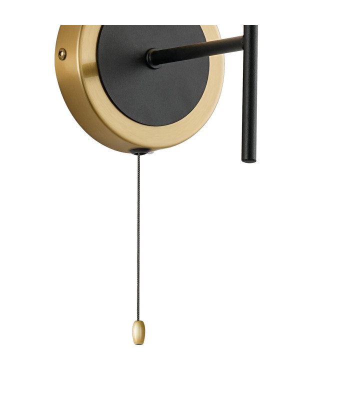 Plattsburgh Switched Wall Light 1 Light E14 IP44 15cm Round Glass Shade Brass Opal & Satin Black-5
