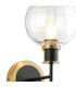 Plattsburgh Switched Wall Light 1 Light E14 IP44 15cm Round Ribbed Glass Shade Brass Clear & Satin Black-6