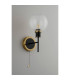Plattsburgh Switched Wall Light 1 Light E14 IP44 15cm Round Ribbed Glass Shade Brass Clear & Satin Black-7