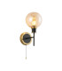 Plattsburgh Switched Wall Light 1 Light E14 IP44 15cm Round Segment Glass Shade Brass Amber Plated & Satin Black-1