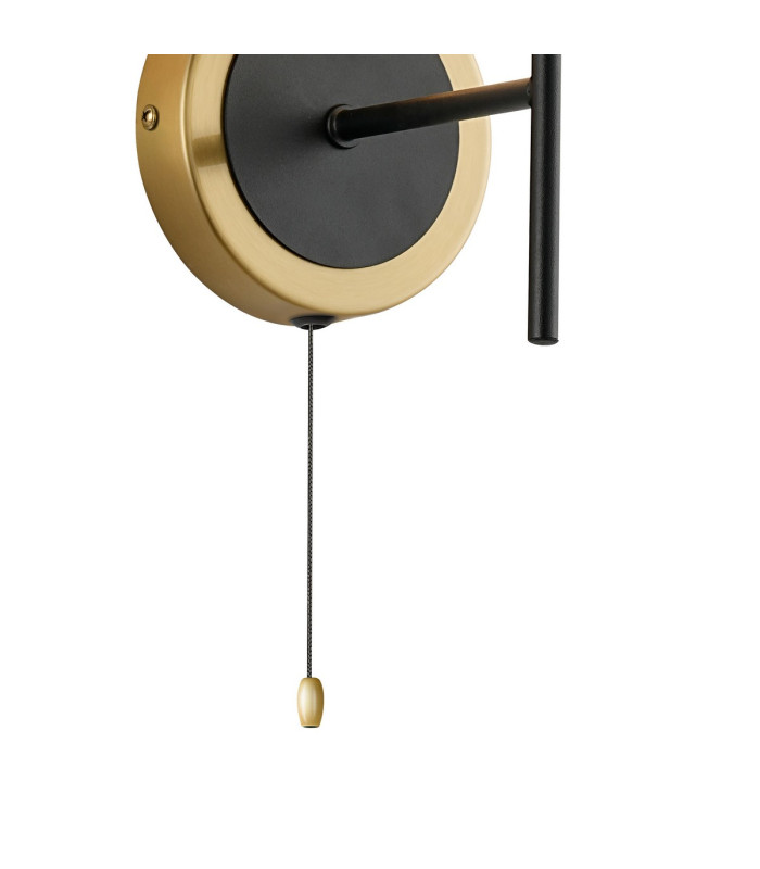 Plattsburgh Switched Wall Light 1 Light E14 IP44 15cm Round Segment Glass Shade Brass Amber Plated & Satin Black-5