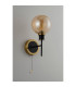 Plattsburgh Switched Wall Light 1 Light E14 IP44 15cm Round Segment Glass Shade Brass Amber Plated & Satin Black-7