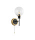 Plattsburgh Switched Wall Light 1 Light E14 IP44 15cm Round Segment Glass Shade Brass Clear & Satin Black-4