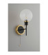 Plattsburgh Switched Wall Light 1 Light E14 IP44 15cm Round Segment Glass Shade Brass Clear & Satin Black-7