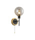 Plattsburgh Switched Wall Light 1 Light E14 IP44 15cm Round Segment Glass Shade Brass Smoke Plated & Satin Black-1
