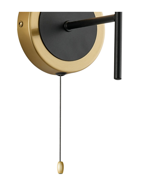 Plattsburgh Switched Wall Light 1 Light E14 IP44 15cm Round Segment Glass Shade Brass Smoke Plated & Satin Black-5