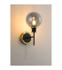 Plattsburgh Switched Wall Light 1 Light E14 IP44 15cm Round Glass Shade Brass Smoke Plated & Satin Black-3